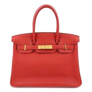 Hermes Togo Leather Birkin 30 Handbag Red